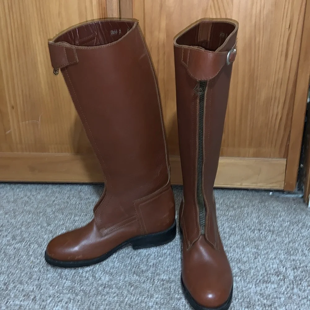 American made polo player boots ladies size 9 1/2-10 Regular calf saddle brown